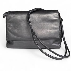 Elegant Genuine Leather Charcoal Gray Crossbody / Shoulder Bag